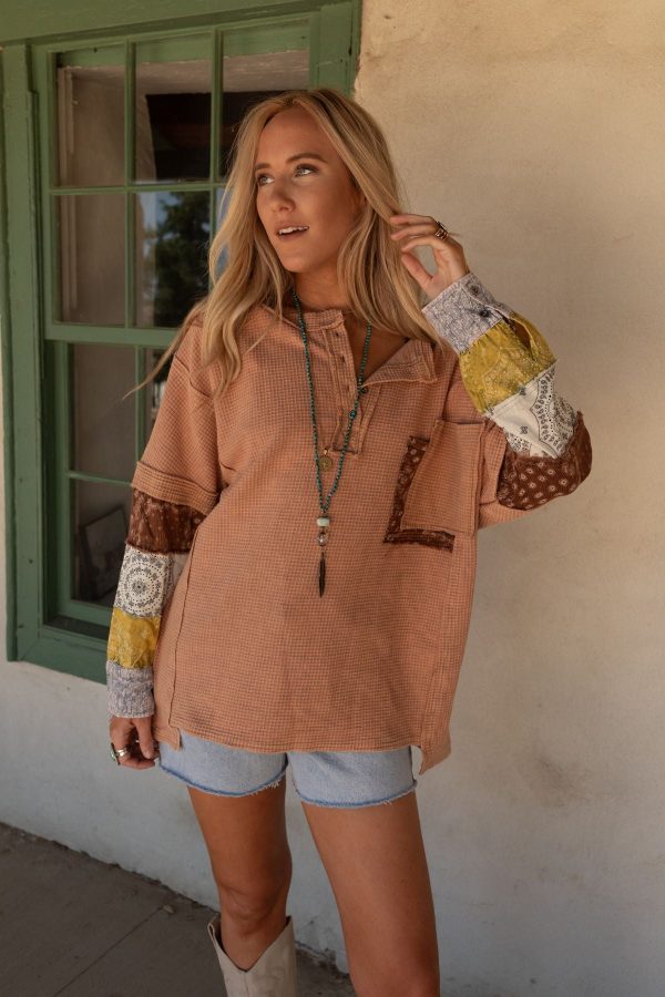 In The Mix Printed Top - Camel Cheap