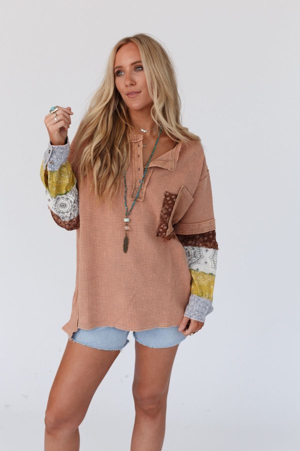 In The Mix Printed Top - Camel Cheap - Image 3
