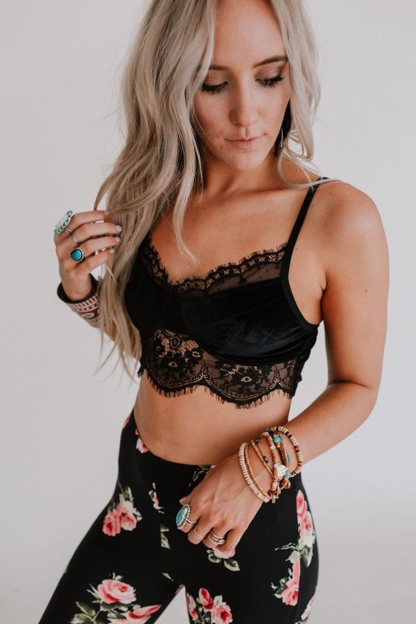 Jessa Velvet and Lace Cami - Black Discount - Image 3