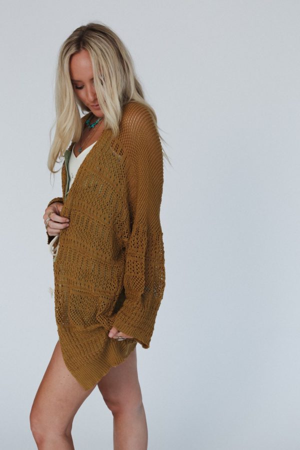 Brenden Knit Netted Cardigan - Brown Online now - Image 2