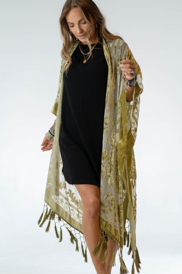Crushin  On You Velvet Kimono - Olive Online Hot Sale - Image 4