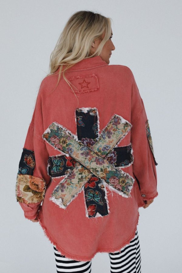 Emberline Patch Button Down Top - Brick For Cheap - Image 5