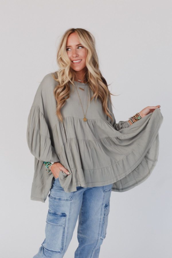 In The Clouds Tunic Top - Olive For Cheap - Image 4