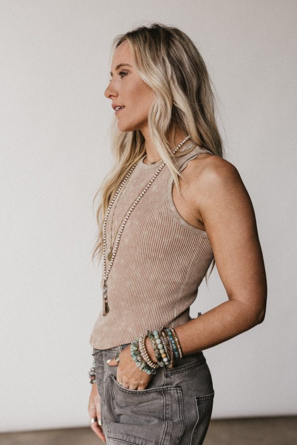 Everly Ribbed Tank Top - Mocha Online - Image 2