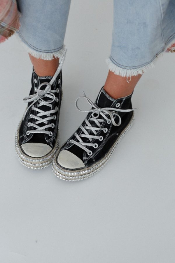 Chantel Studded High Top Sneaker - Black Hot on Sale - Image 4