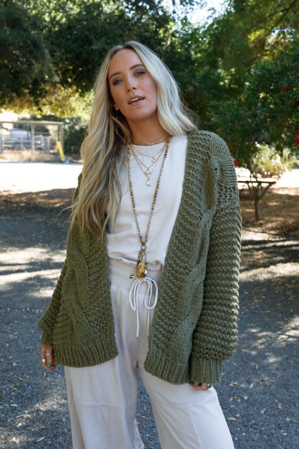 Gillian Chunky Cardigan - Olive Cheap - Image 2