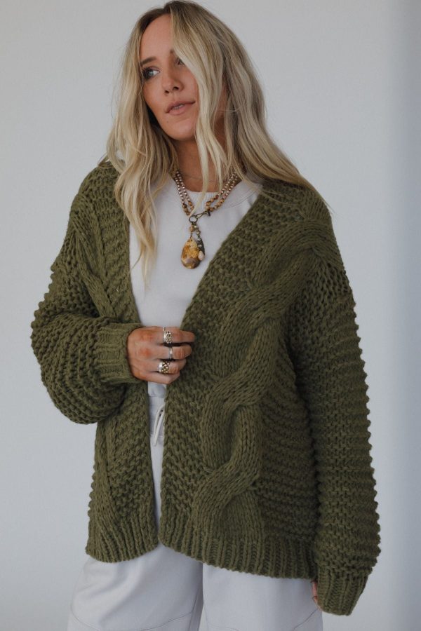 Gillian Chunky Cardigan - Olive Cheap - Image 3