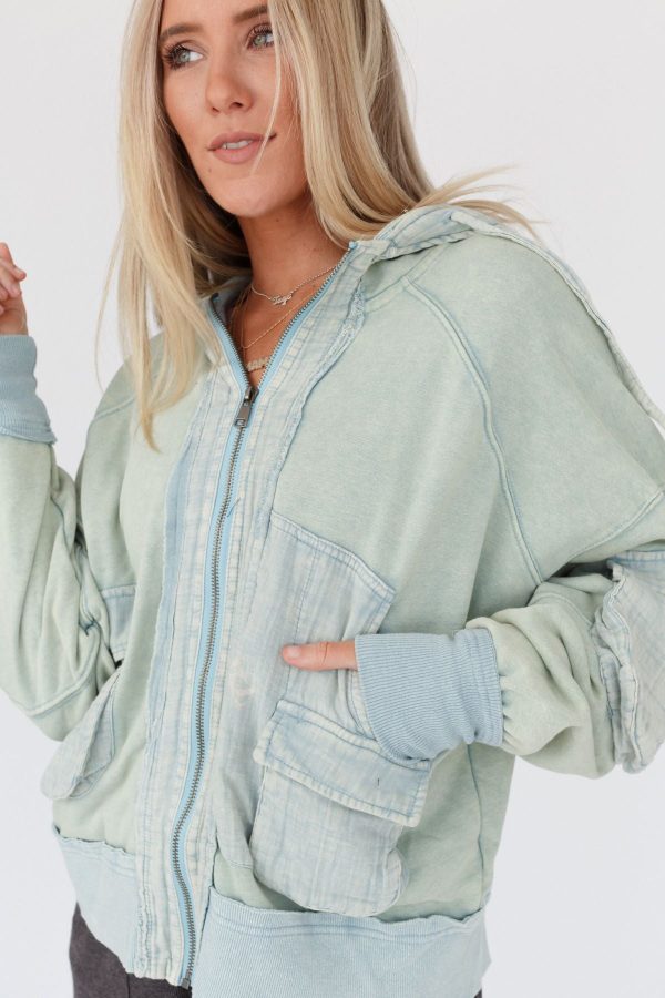 Adventure Awaits Hooded Jacket - Washed Blue Online