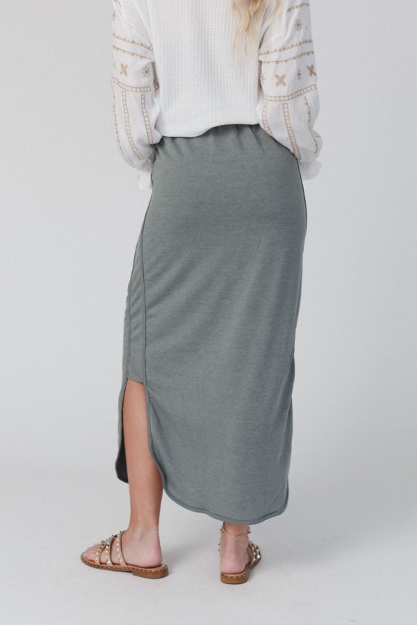 The Nest So Comfy Drawstring Maxi Skirt - Light Olive For Discount - Image 4