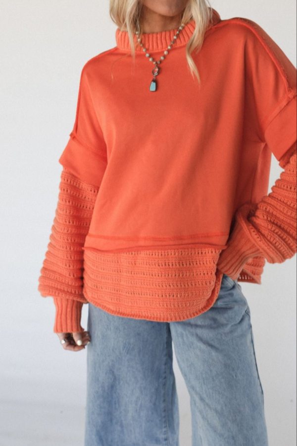 Moonrise Layered Sweater Top - Orange For Cheap