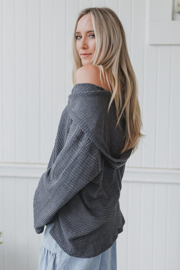 The Nest Serene Textured Top - Charcoal on Sale - Image 3