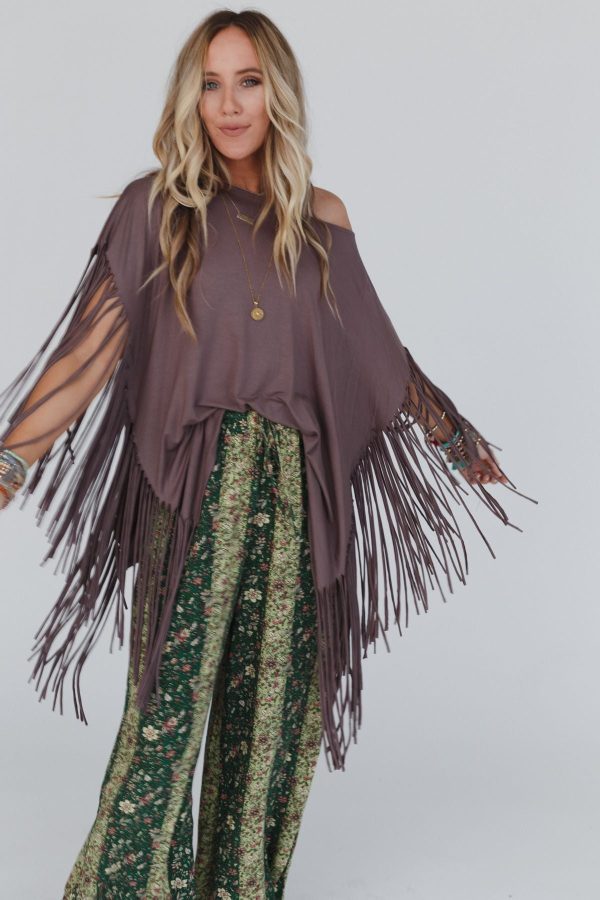 The Nest Showstopper Fringe Top - Mocha For Cheap - Image 3
