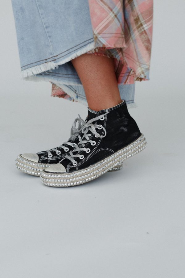 Chantel Studded High Top Sneaker - Black Hot on Sale - Image 3
