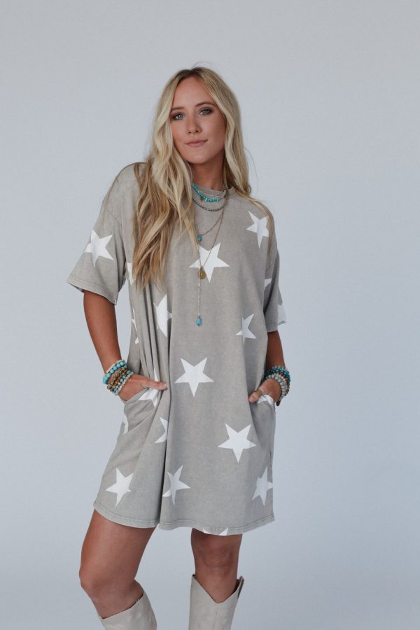 Star Power Tee Dress - Mushroom Cheap