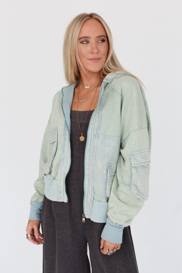 Adventure Awaits Hooded Jacket - Washed Blue Online - Image 5
