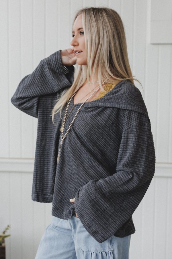 The Nest Serene Textured Top - Charcoal on Sale - Image 4