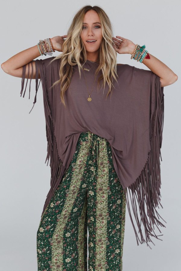 The Nest Showstopper Fringe Top - Mocha For Cheap - Image 2