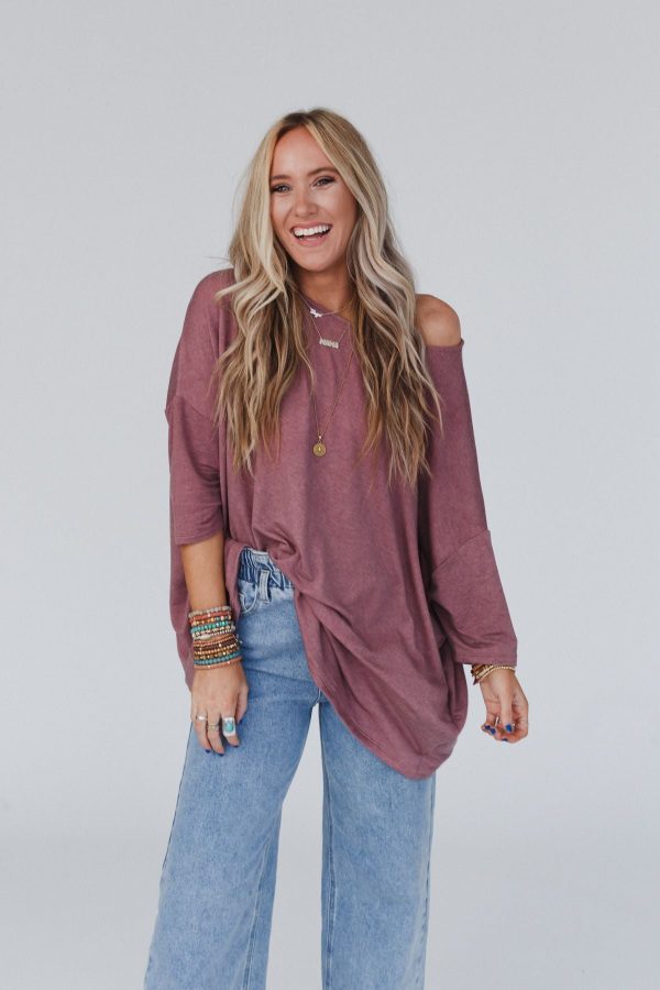 The Nest Sunday Stroll Oversized Tee - Mauve Supply