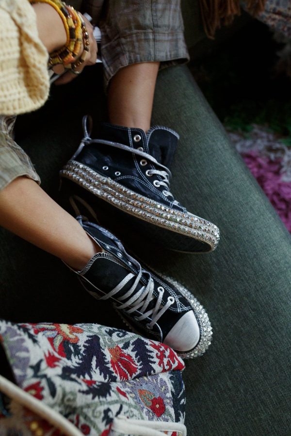 Chantel Studded High Top Sneaker - Black Hot on Sale - Image 5
