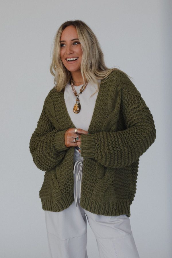 Gillian Chunky Cardigan - Olive Cheap - Image 4