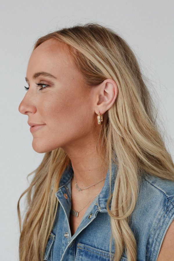 Stellar Etched Rectangle Hoop Earrings - Gold Online Hot Sale - Image 5