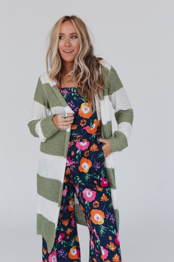 Limitless Striped Hoodie Cardigan - Sage Online - Image 2