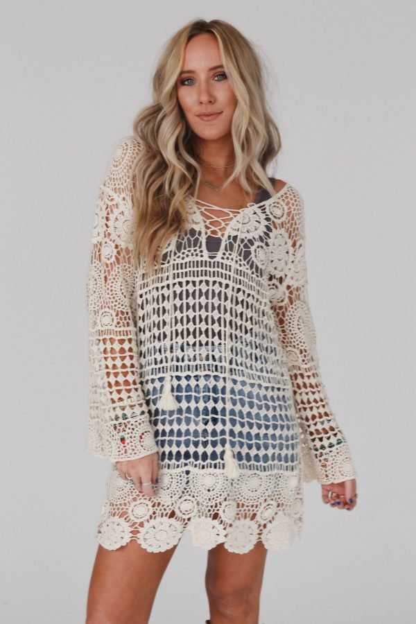 St Barths Crochet Tunic - White Online - Image 2