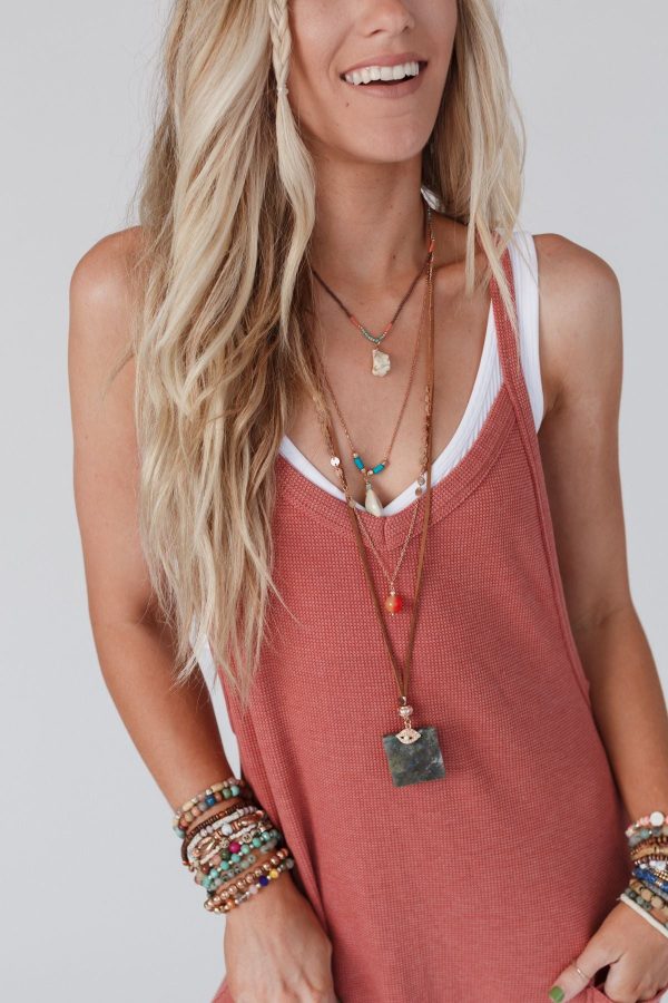 Giselle Stone and Shell Boho Necklace - Turquoise For Discount