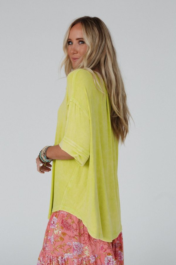 Time Flies Round Hem Top - Lime on Sale - Image 4