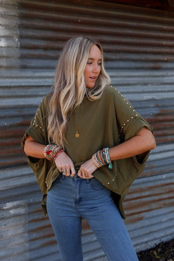 Tomcat Studded High Low Top - Olive Sale