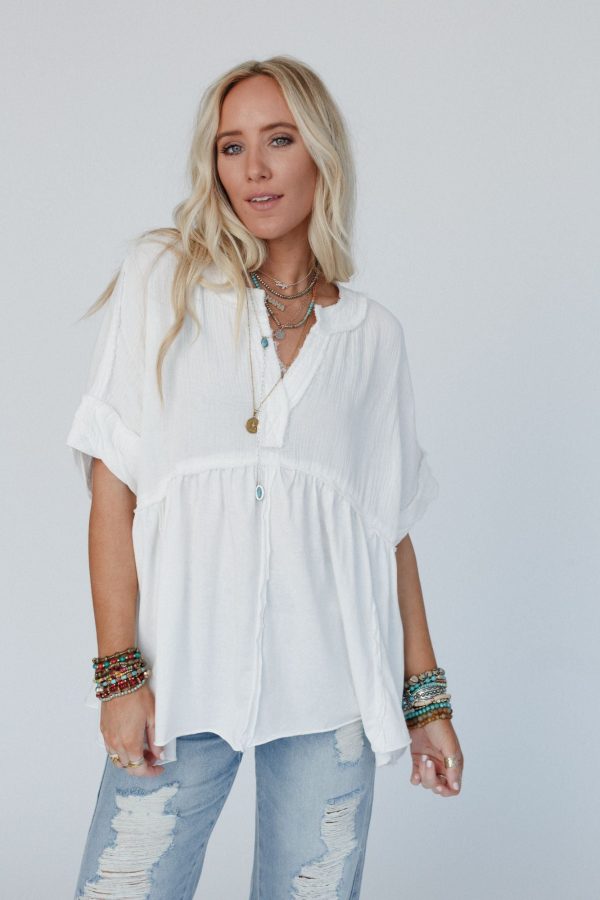 At First Light V Neck Top - Off White Discount - Image 3