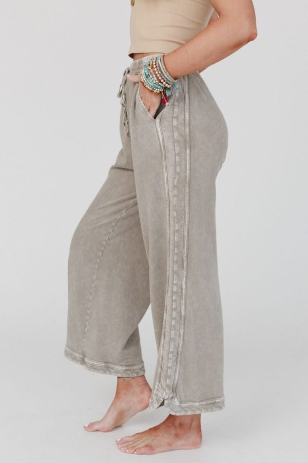 So Comfy Wide Leg Pant Cropped Length - Mocha For Sale - Image 2