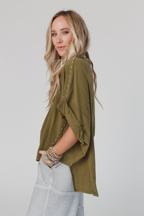 Tomcat Studded High Low Top - Olive Sale - Image 4