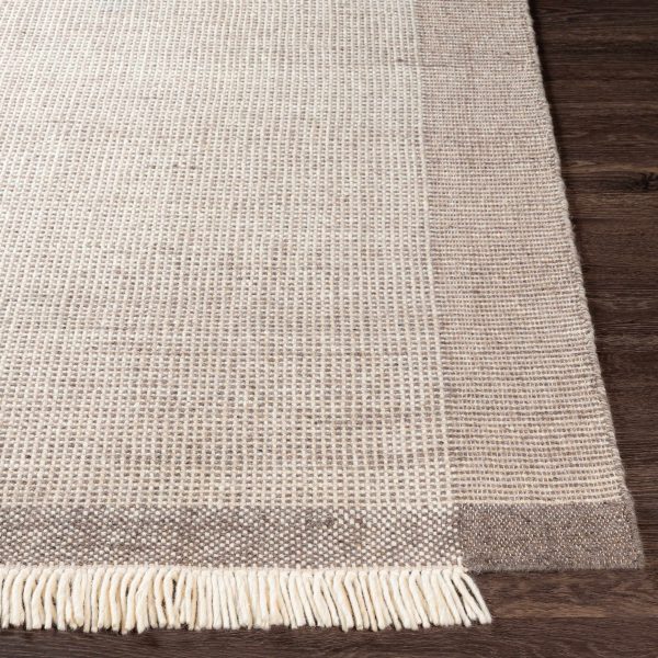 Joelle Beige Grid Wool Rug Cheap - Image 2