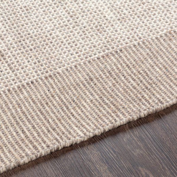 Joelle Beige Grid Wool Rug Cheap - Image 3