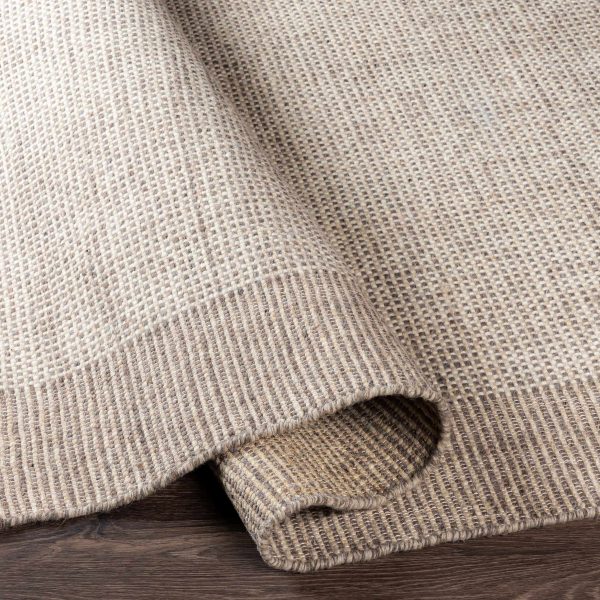 Joelle Beige Grid Wool Rug Cheap - Image 4